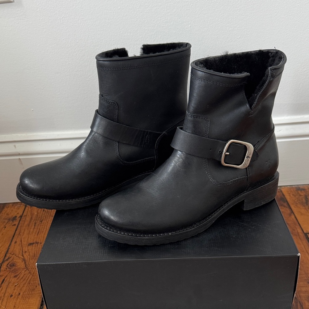 Frye Black Leather Ankle Boots